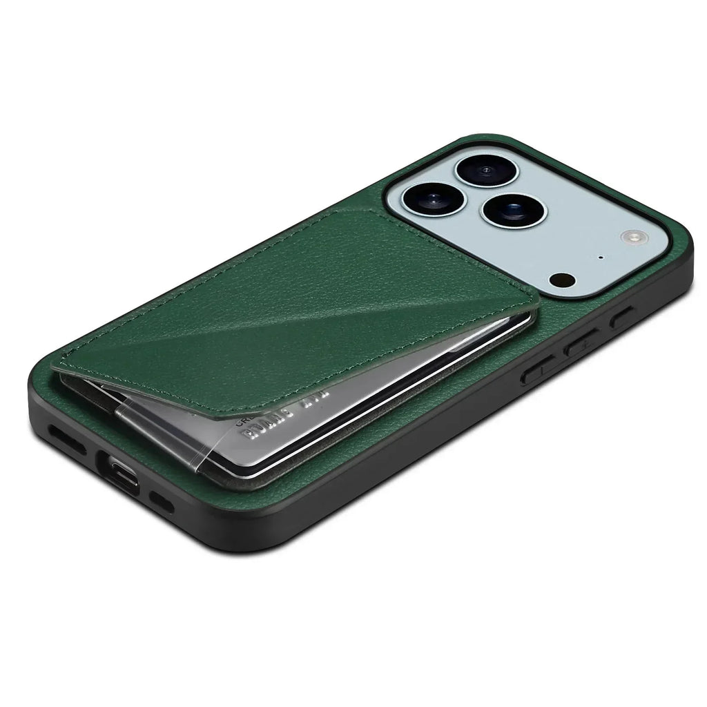 Leather Phone Case Invisible Bracket Card Holder For Cover For iPhone 17/ 16/ 15/ 14