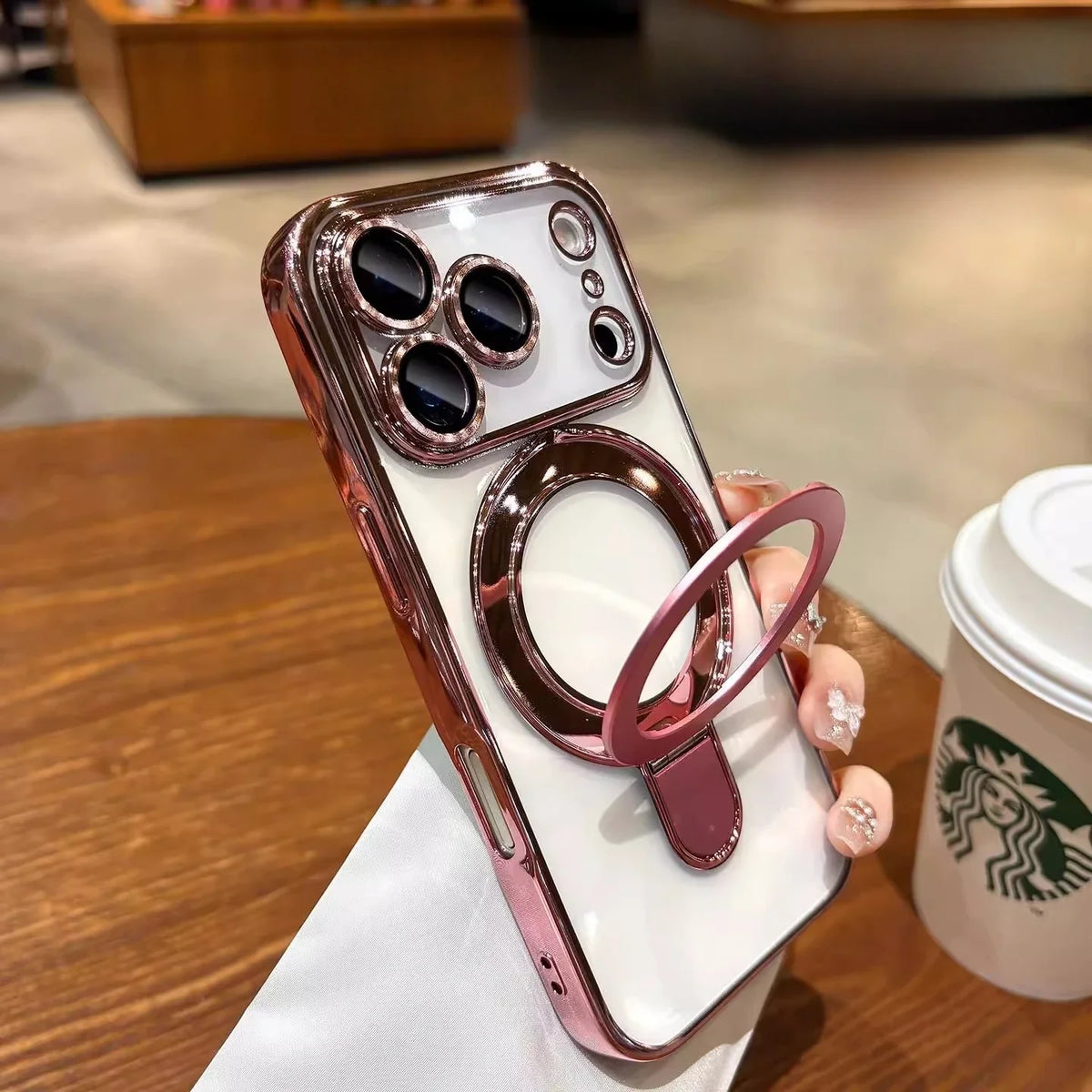 Neu eingetroffen: Handyhülle mit vier stoßfesten Luftpolsterecken und unsichtbarem Ringständer für iPhone 17 / 16 / 15 / 14