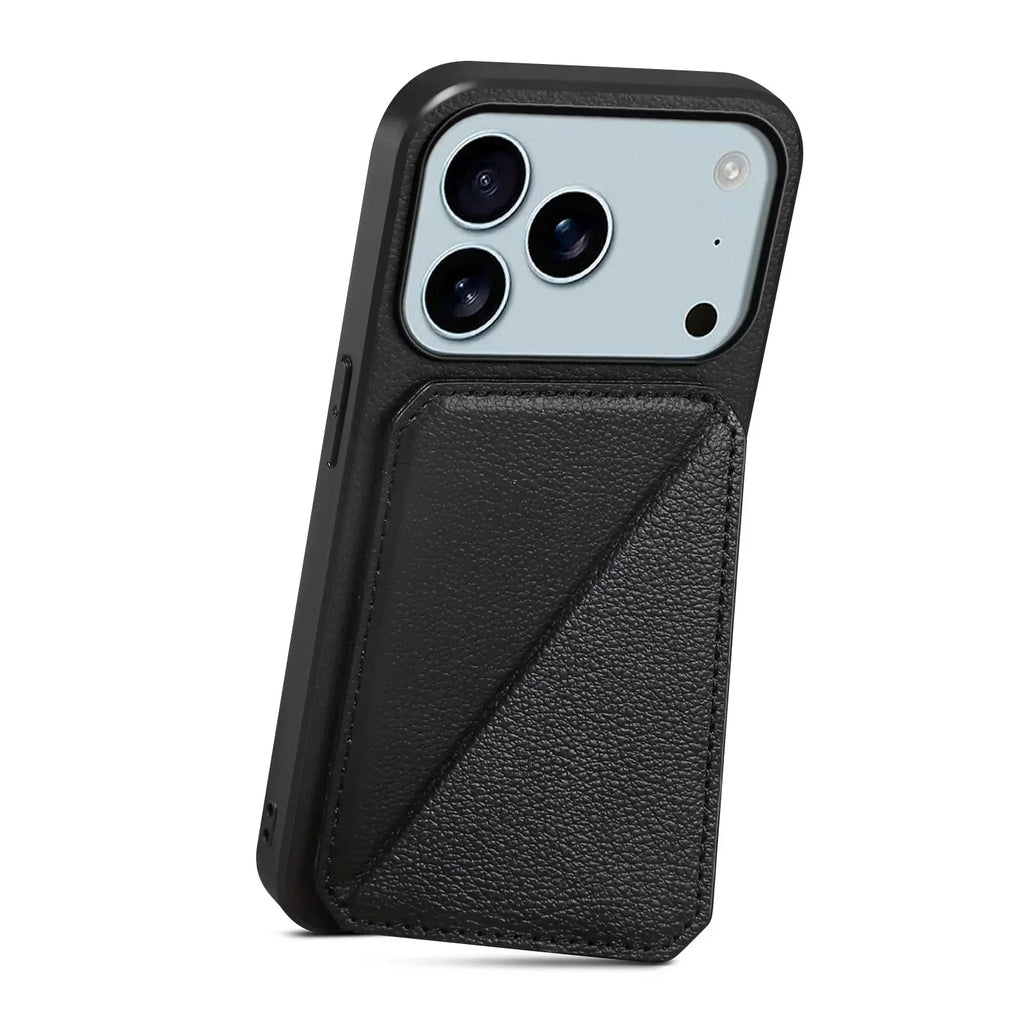 Leather Phone Case Invisible Bracket Card Holder For Cover For iPhone 17/ 16/ 15/ 14