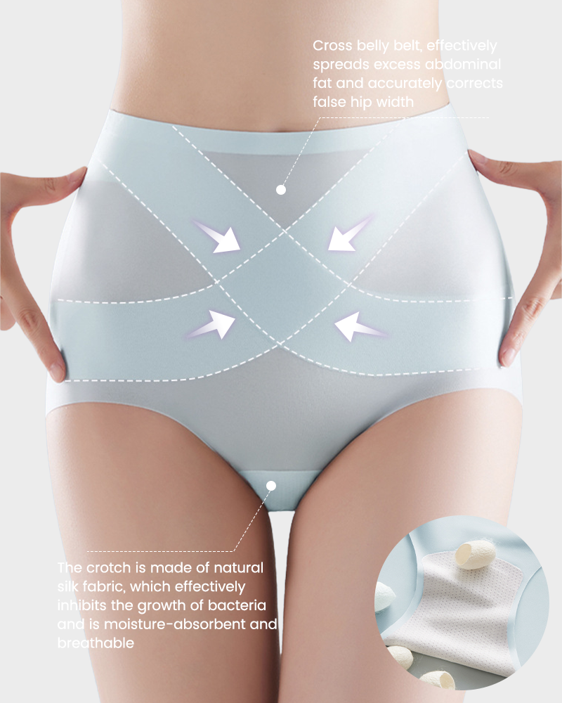 Seamless Ice-Silk High-Waist Tummy Control Panties (4 Pack)