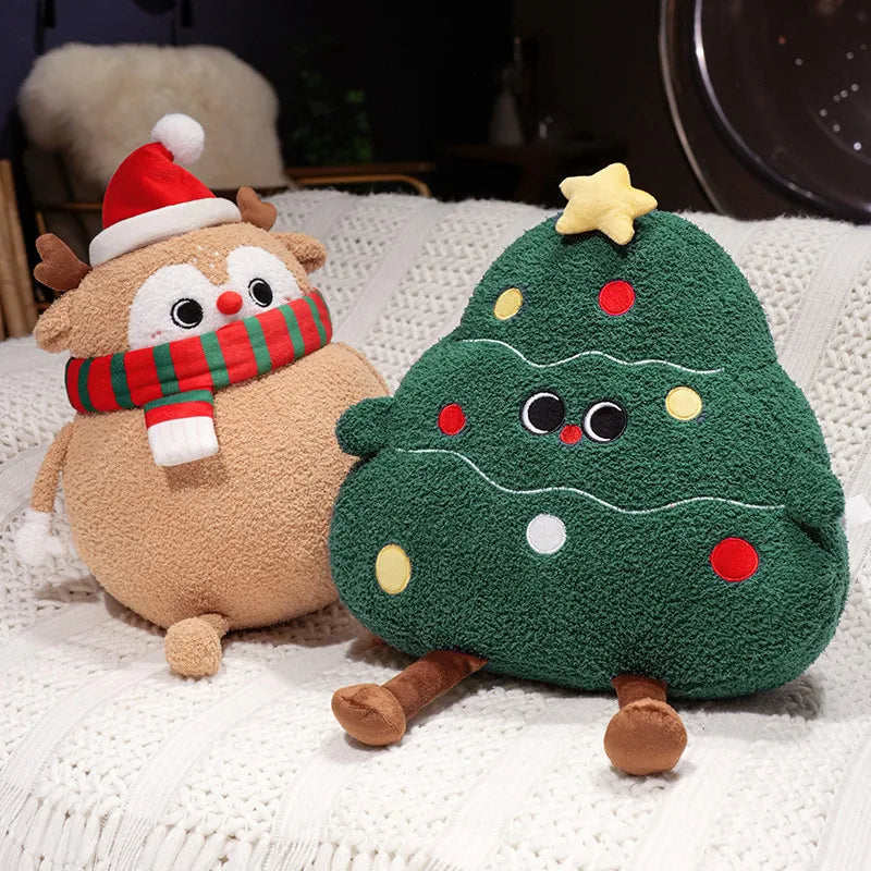 Adorable Plush Christmas Companions: Chubby Reindeer, Santa, and Snowman!