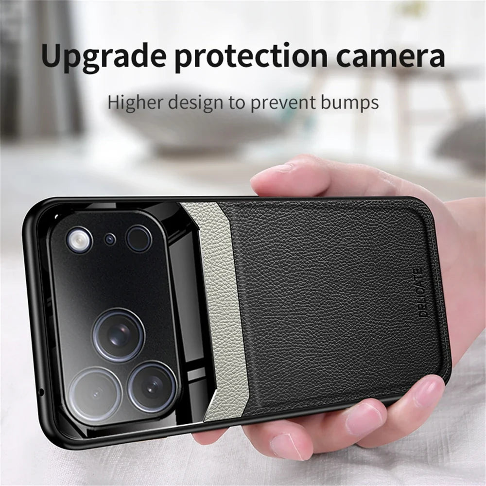 Luxury Hight Leather Shockproof Case with Camera Protect Phone Cover For iPhone 17/ 16/ 15/ 14