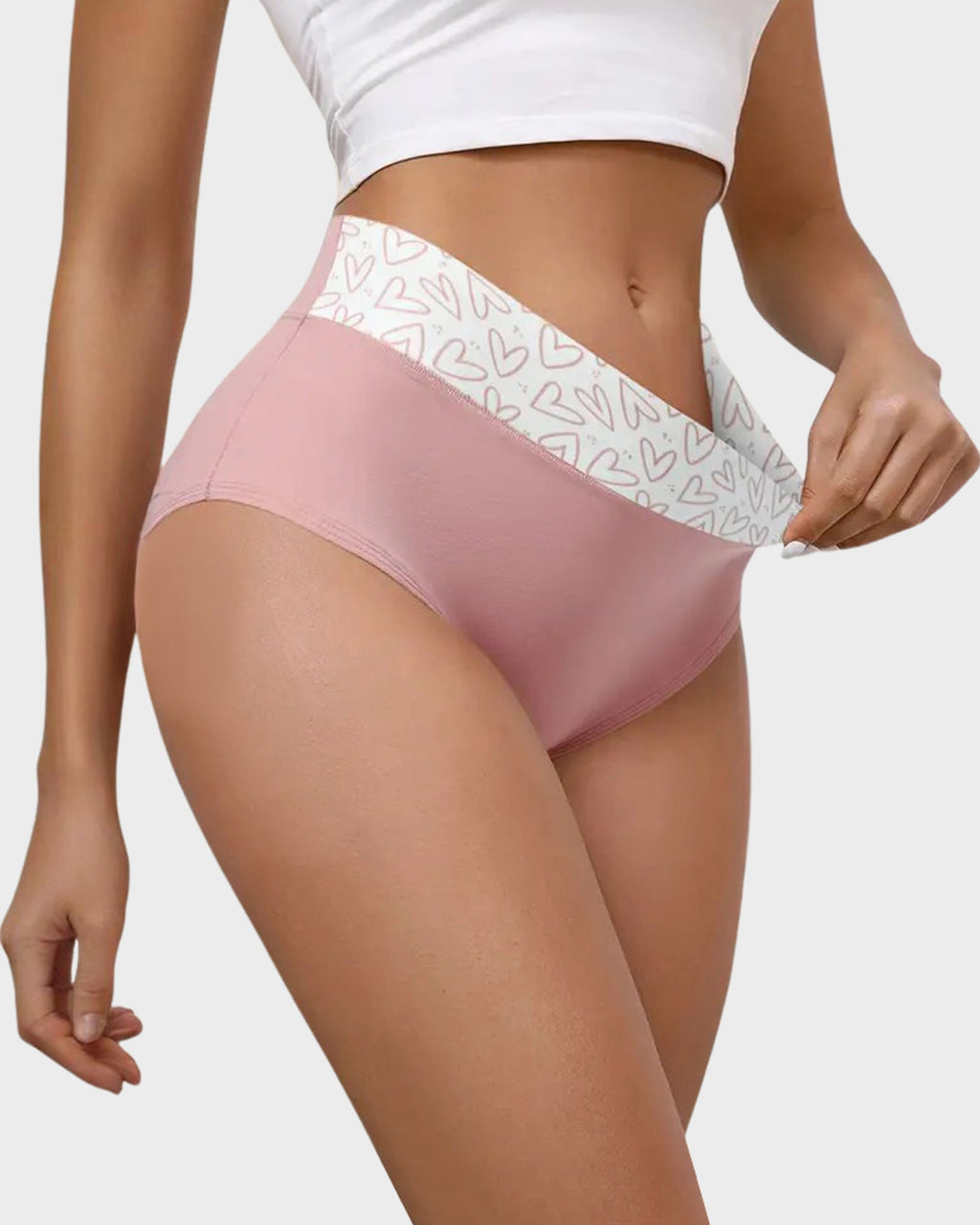 Soft Cotton Heart Print High-Waist Panties (6 Pack)