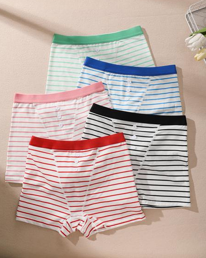 Striped Soft Breathable Boyshort Panties (5 Pack)