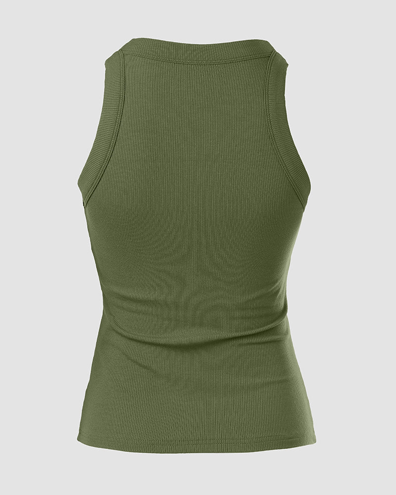 ChicMe Built-in Bra Ribbed Round Neck Tank Top