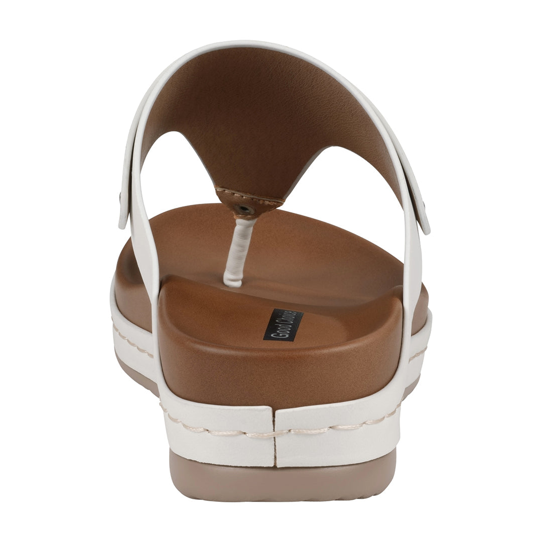 Women's Tani White Thong Wedge Sandals