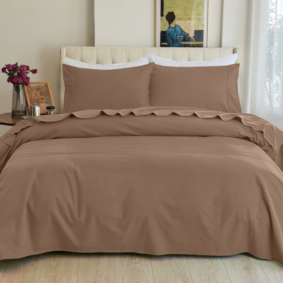 Elegant Comfort 4-Piece Cotton Flannel Sheet Set - 100% Turkish Cotton