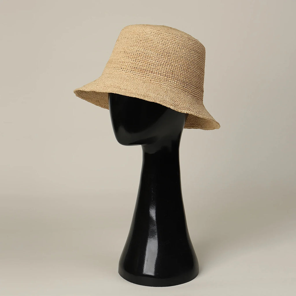The Inca Crochet Raffia Bucket Straw Hats Natural