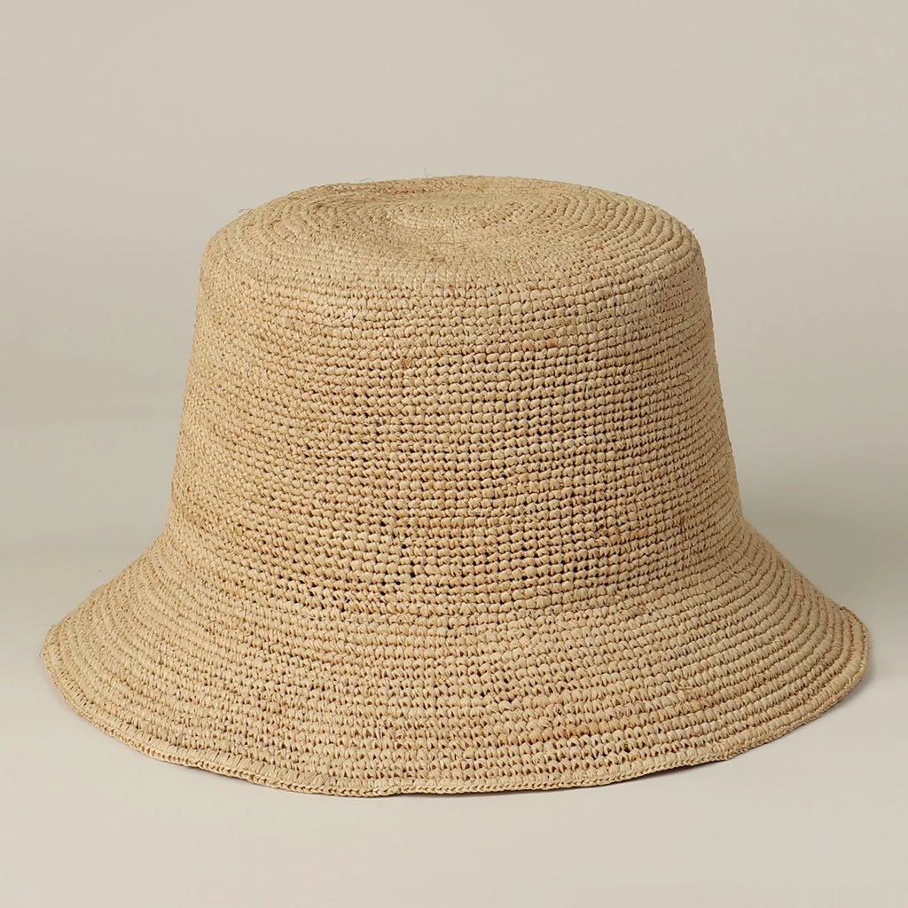 The Inca Crochet Raffia Bucket Straw Hats Natural