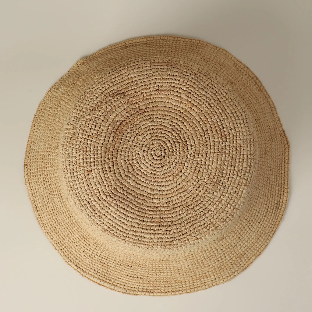 The Inca Crochet Raffia Bucket Straw Hats Natural