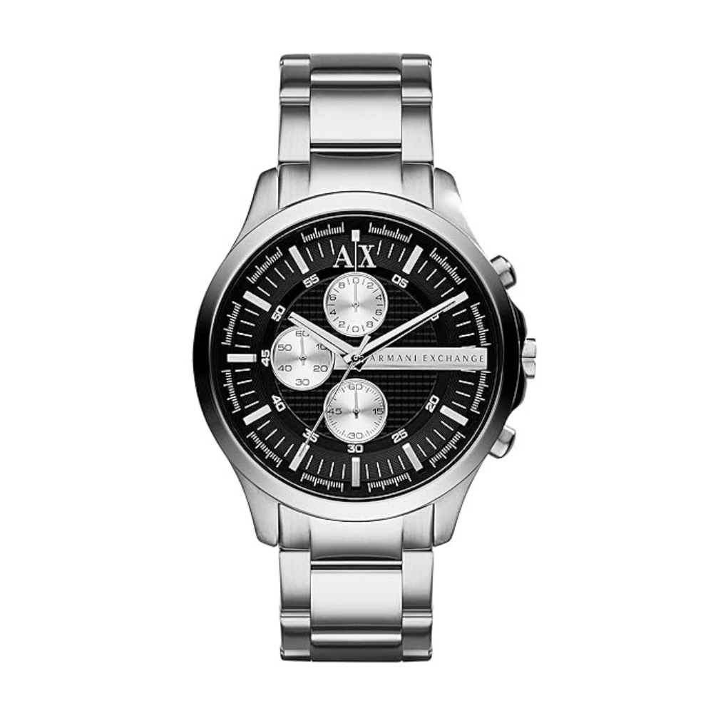 Armani Exchange Hampton AX2152 Herren-Chronograph – Schwarzes Zifferblatt mit silbernem Edelstahlarmband