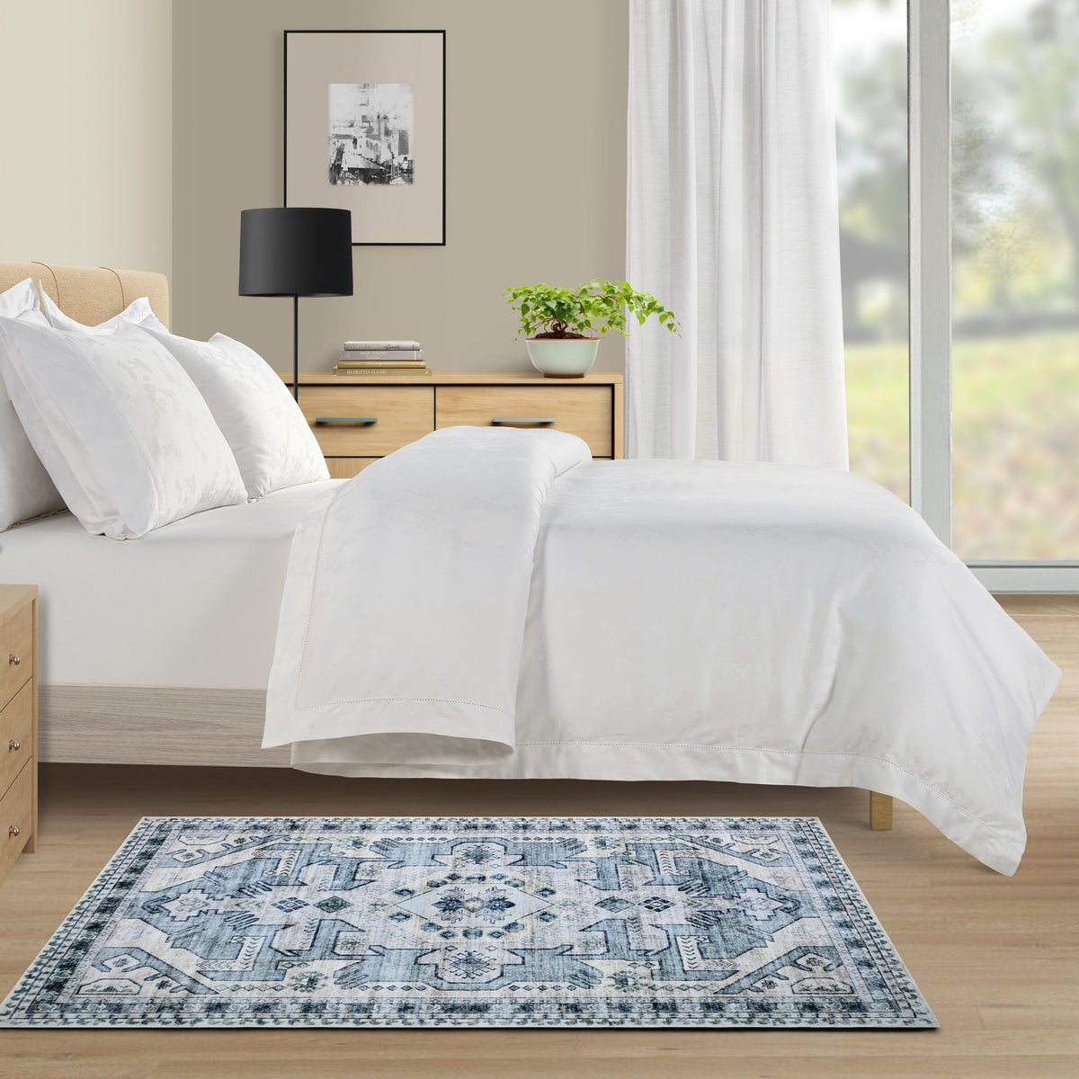 Kathy Ireland Soft Brushed Flannel Washable Rug With Latex Back