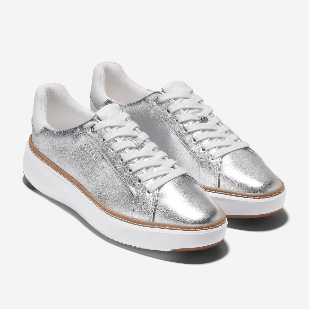 Cole Haan Women's Grandpro Topspin Sneakers in Silver Talca/Optic White - Wide Width