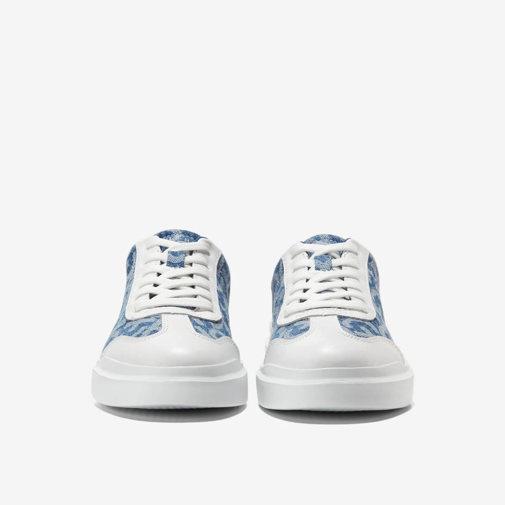Cole Haan Women's GrandPro Rally Canvas T-Toe Sneaker in Monogram Denim Jacquard/Optic White - Wide Width