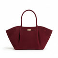 Burgundy Suede Winged Tote Bag with Bow Clasp