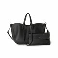 Black Pebbled Leather Tote Bag with Clutch Set