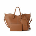 Tan Camel Leather 3-Piece Bag Set