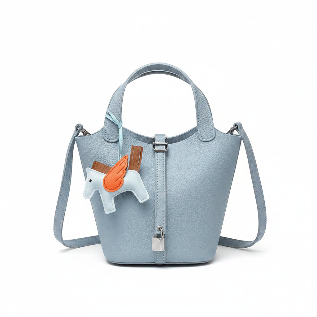 Powder Blue Mini Bucket Bag with Pegasus Charm