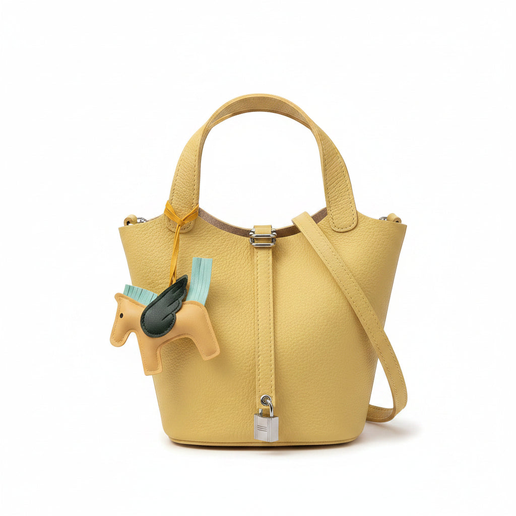 Butter Yellow Mini Bucket Bag with Pegasus Charm