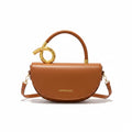 Tan Sculptural Loop Handle Saddle Bag