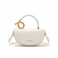White Sculptural Loop Handle Saddle Bag