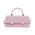 Pink Woven Texture H-Clasp Top Handle Bag