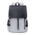 Men's Two-Tone Leather & Canvas Backpack – Light Grey & Black