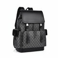 Men's Luxury Checkerboard Monogram Backpack with Leather Flap Top