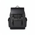 Men's All-Black Tonal Monogram Backpack with Leather Flap & Silver Hardware