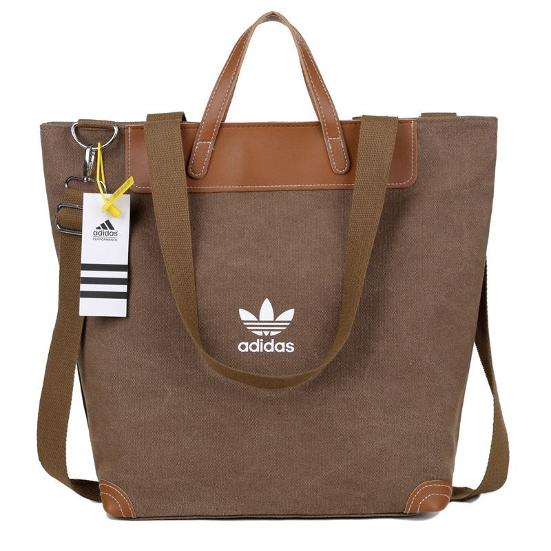 Canvas & Leather Trim Tote Bag with Crossbody Strap – Khaki