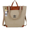 Canvas & Leather Trim Tote Bag with Crossbody Strap – Warm Cream