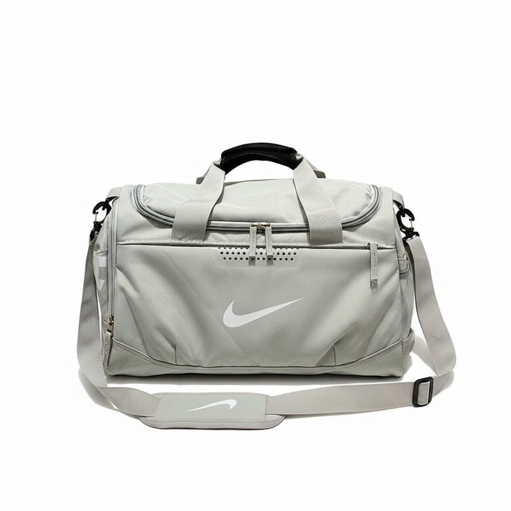 Men's Light Grey Sports Duffle Gym Bag with Shoulder Strap & Ventilated Pocket