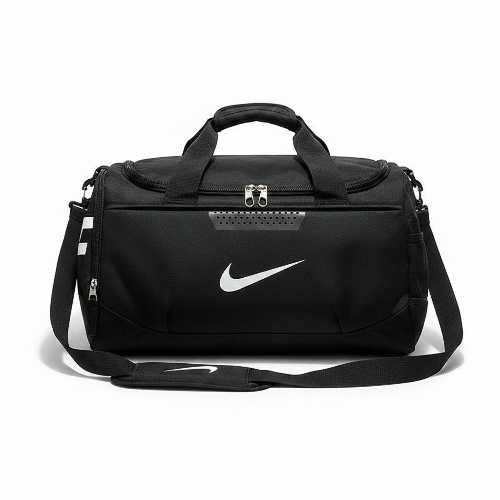 Men's Black Sports Duffle Gym Bag with Shoulder Strap & Ventilated Pocket