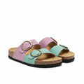 Pastel Double-Strap Cork Footbed Sandals — Lilac & Mint