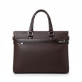 Men's Textured Leather Briefcase — Dark Brown