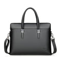 Kangaroo Men's Smooth Leather Briefcase — Black