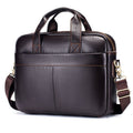Men's Genuine Pebbled Leather Briefcase — Espresso Brown