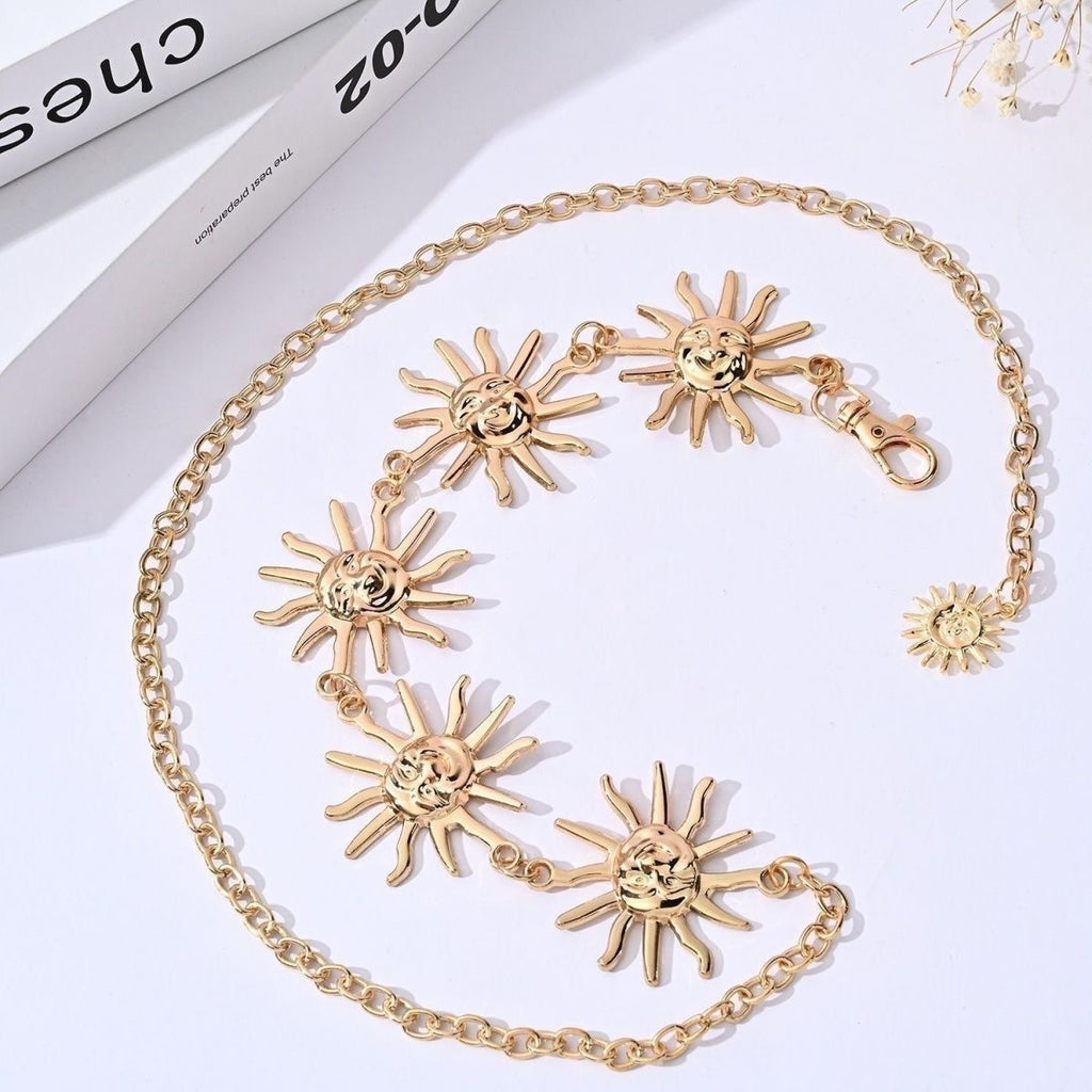 Gold Sun Face Multi-Layer Chain Belt