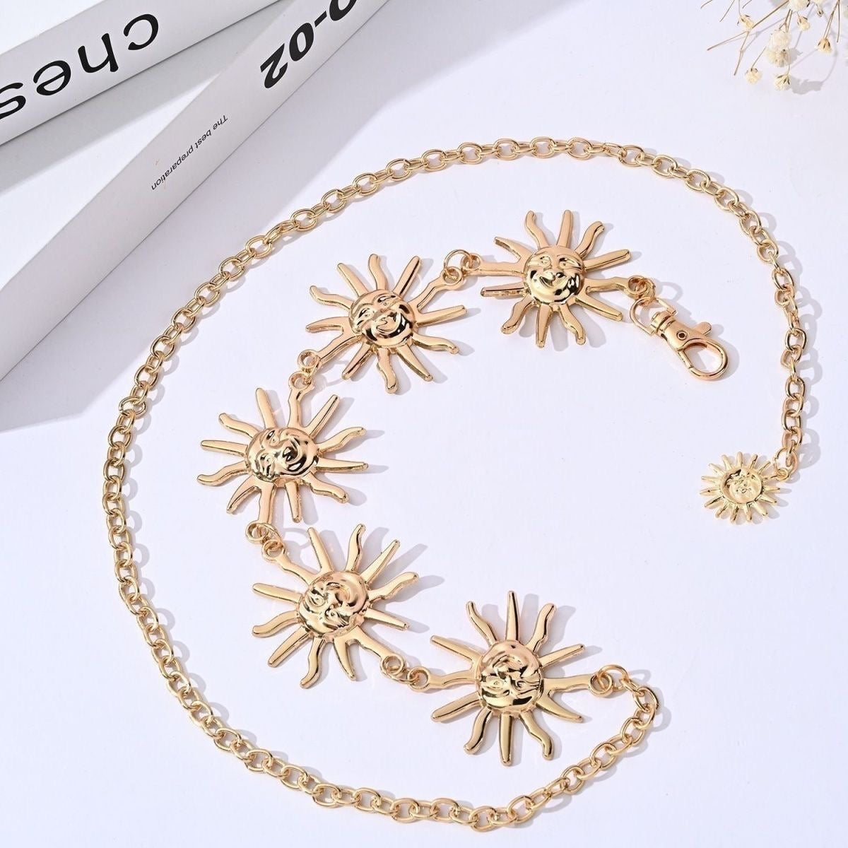 Gold Sun Face Multi-Layer Chain Belt