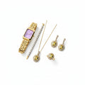 Gold Lavender Watch & Citrine Crystal 5-Piece Gift Set