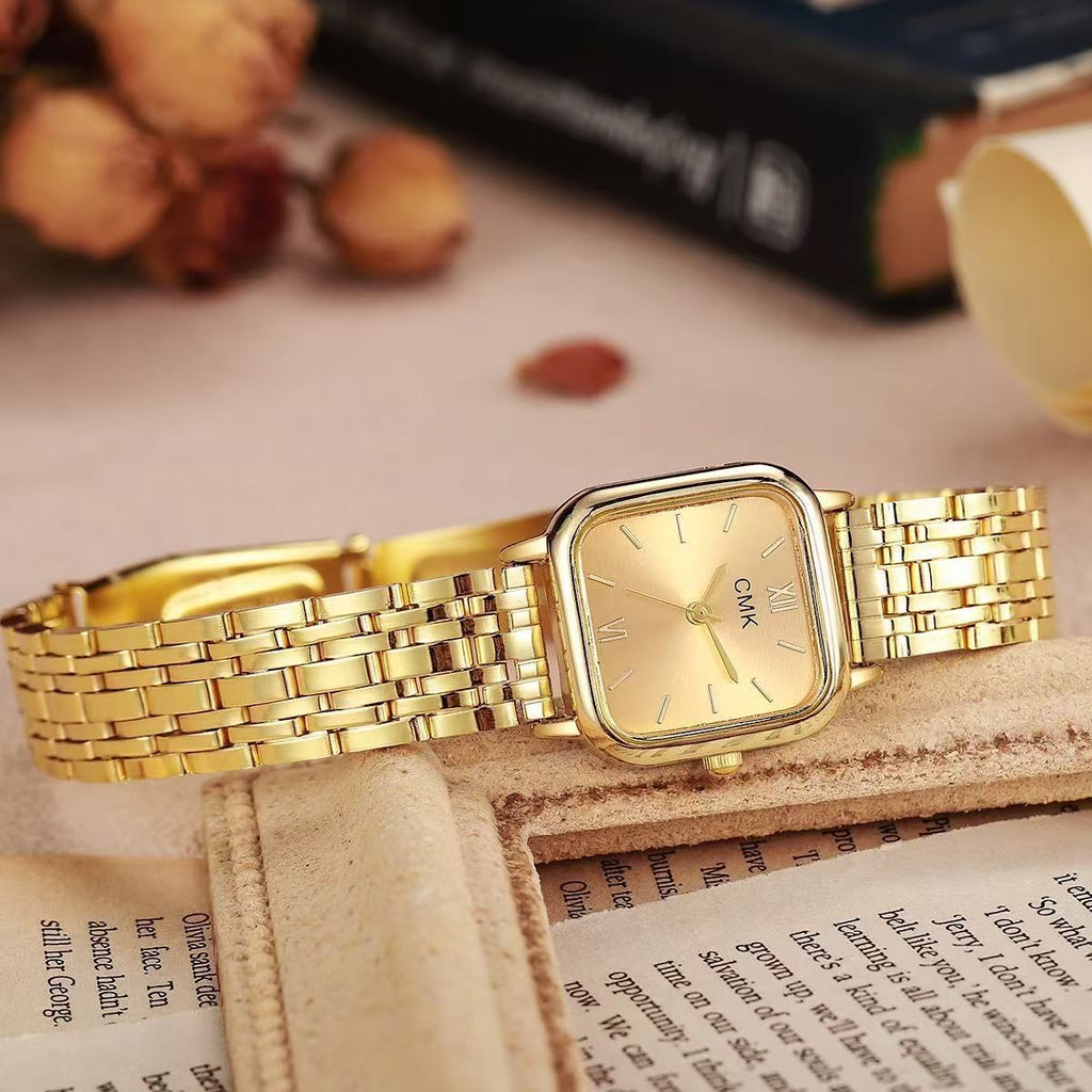 Gold Square Watch & Bracelet Gift Set