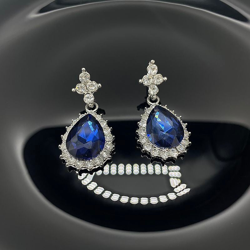 Royal Blue Sapphire Crystal Necklace & Earrings Set