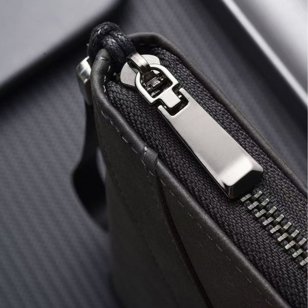 Goke Charcoal Grey Leather Zip-Around Wristlet Clutch Wallet