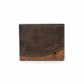Shabili Style Classic Two-Tone Leather Bifold Wallet — Dark Brown & Tan