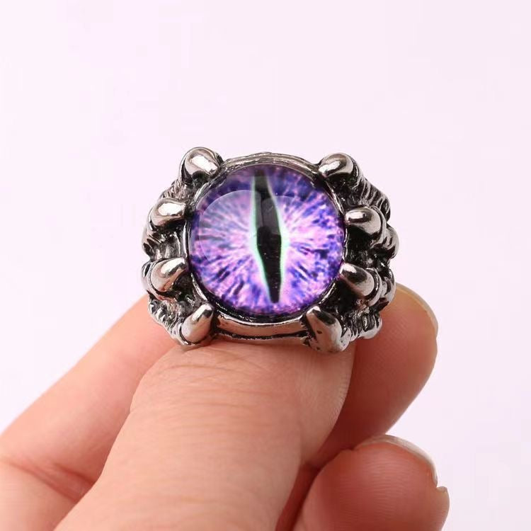 Dragon Claw Purple Evil Eye Ring