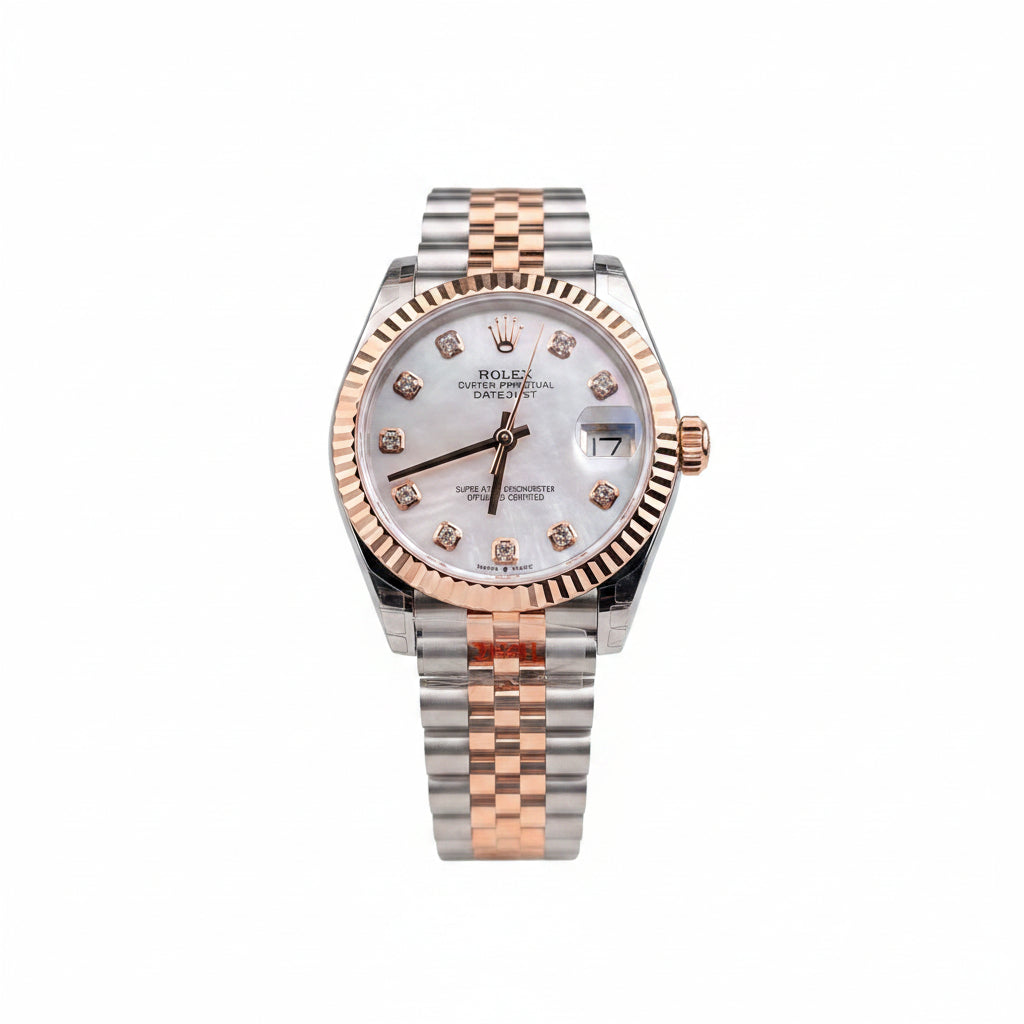 Rolex Datejust Two-Tone Everose Gold – Mother-of-Pearl Full Diamond Dial Jubilee Bracelet