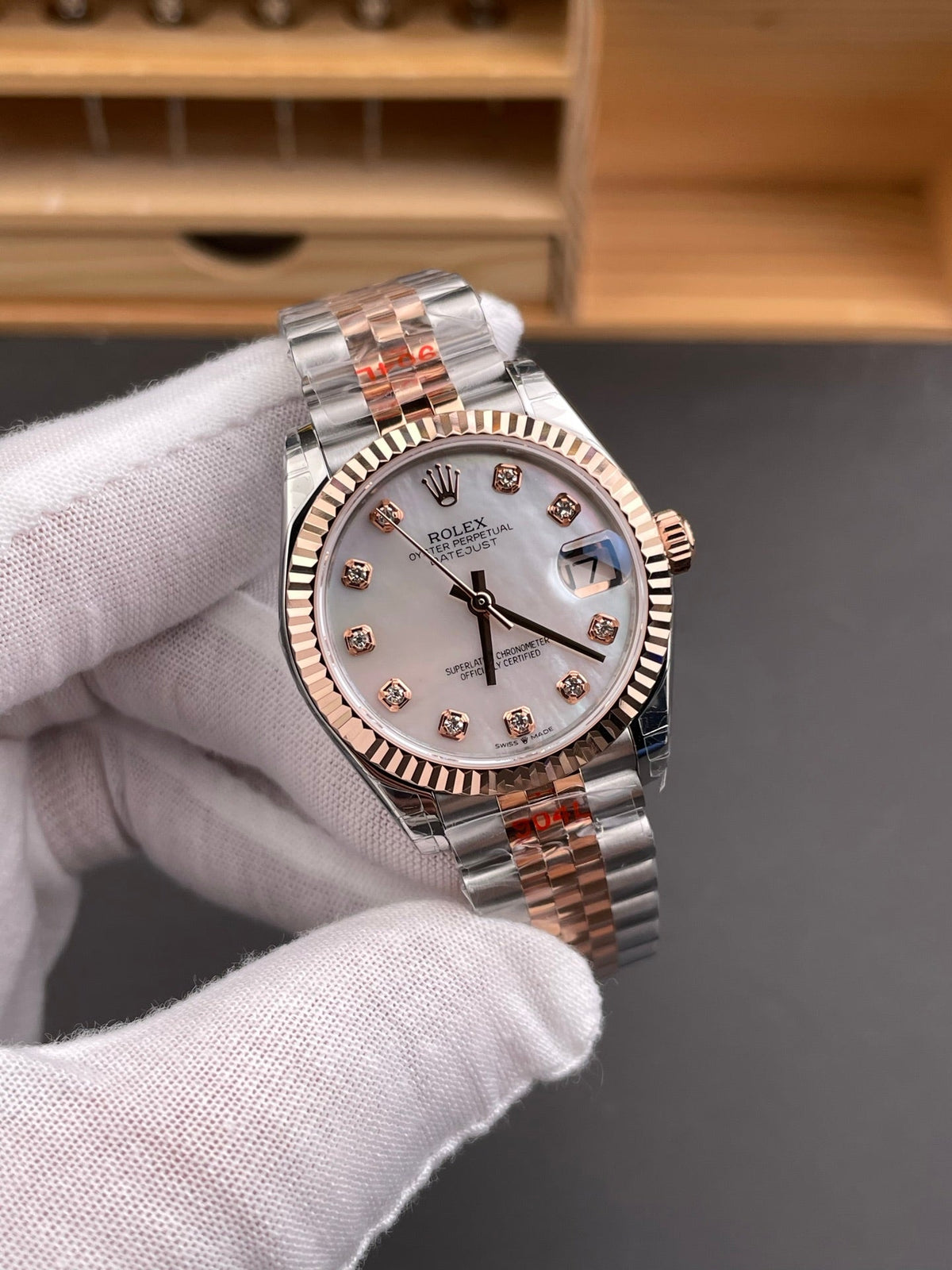 Rolex Datejust Two-Tone Everose Gold – Mother-of-Pearl Full Diamond Dial Jubilee Bracelet