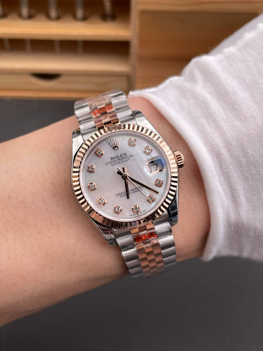 Rolex Datejust Two-Tone Everose Gold – Mother-of-Pearl Full Diamond Dial Jubilee Bracelet