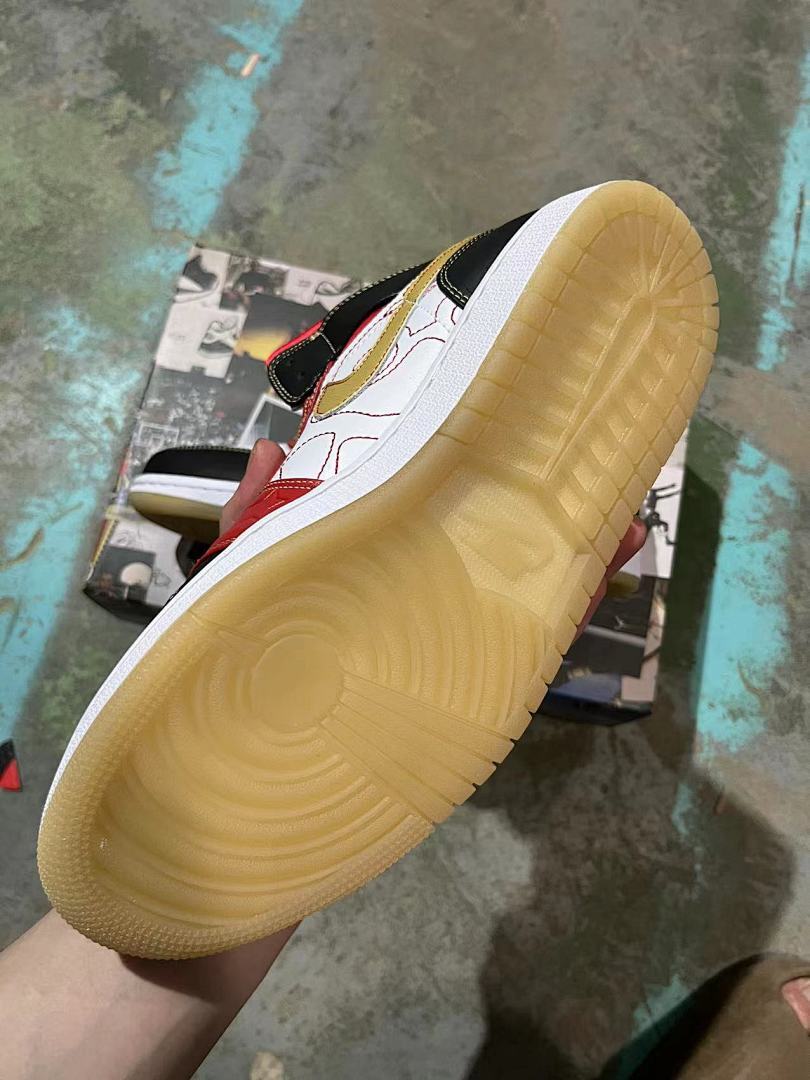 Air Jordan 1 Mid SE – White Red Black Gold Star Embossed