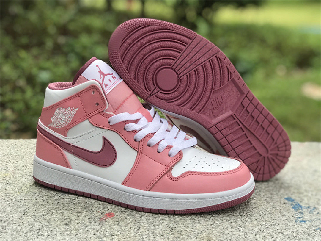 Air Jordan 1 Mid – Desert Berry Pink White Women's